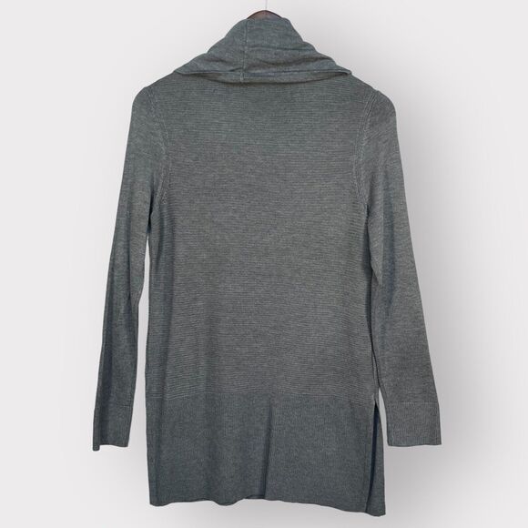 Adrienne Vittadini Tunic Sweater Women Size M Heather Gray Cowl Neck Long Sleeve - Picture 6 of 12